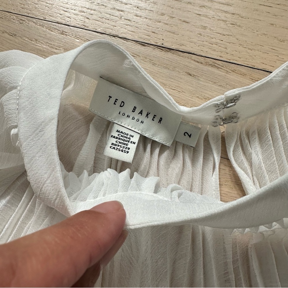 Ted Baker White Pleated Bib Collar Blouse - Picture 6 of 8